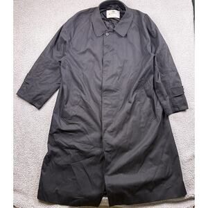 VTG Aquascutum Coat Womens XL Black Lined Cotton Trench Jacket Aqua 5